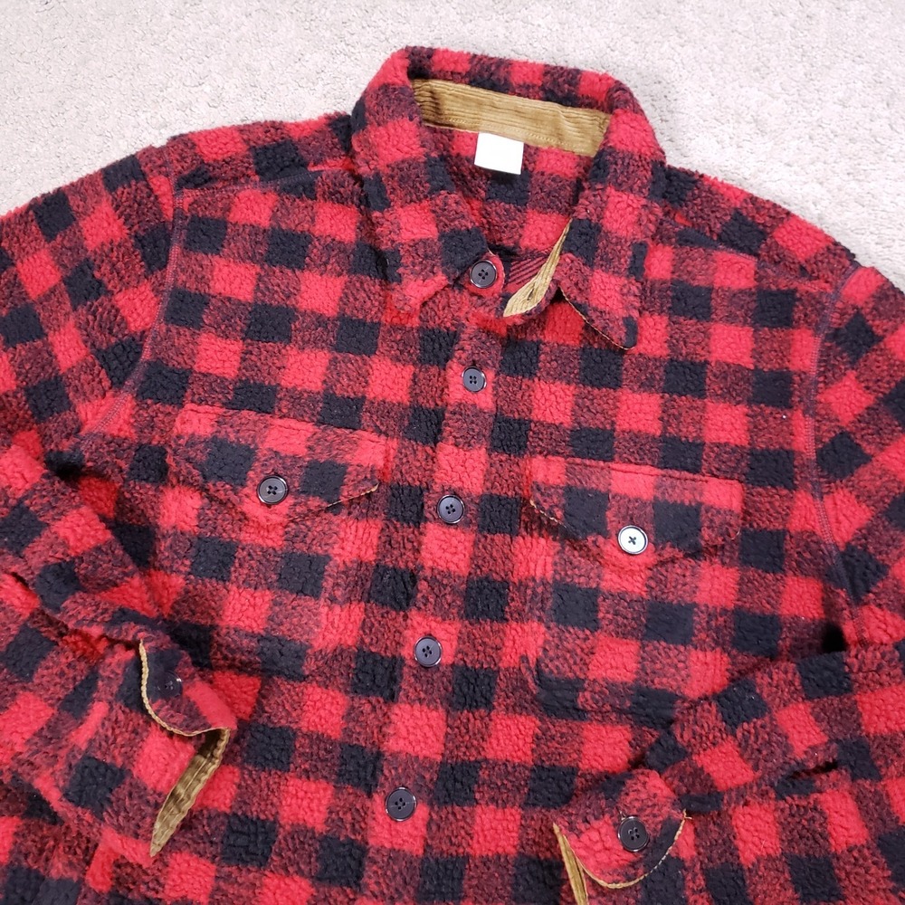 Brooks Brothers Buffalo Check Deep Pile Fleece Shirt Jacket XL Shacket Retro